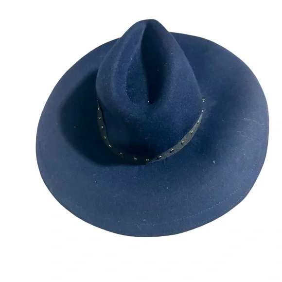 Ted Baker Rosieyy Navy Blue Wool Stud Detail Wide Brim Hat Size S/M NWT - Picture 5 of 8